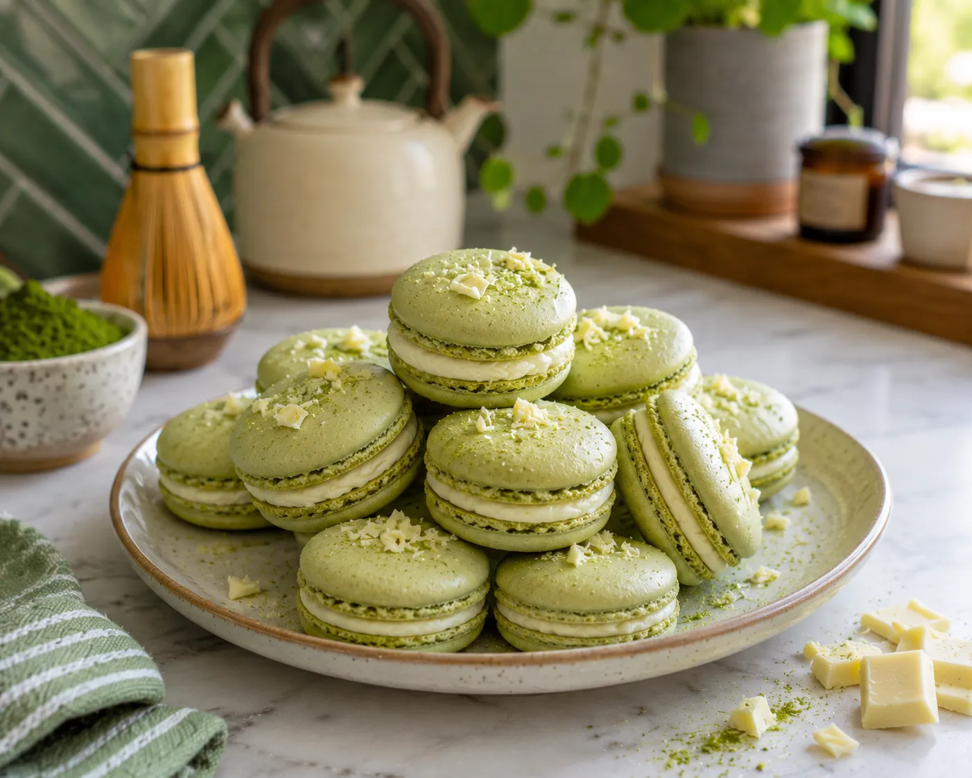 Matcha White Chocolate Macarons